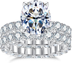 2 PC Oval Cut Moissanite Sterling Silver Bridal Sets