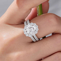 2PCS Oval Cut CVD Diamond 14K Gold Bridal Engagement & Wedding Ring Set for