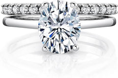 2PC Oval Cut Moissanite Sterling Silver Bridal Engagement & Wedding Ring Set for Women