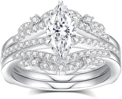 Marquise Cut Solitaire Moissanite S925 Sterling Silver Engagement & Wedding Ring for Women