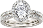 2PC Oval Cut CVD Diamond 10K Gold Halo Bridal Engagement & Wedding Ring Set for Women