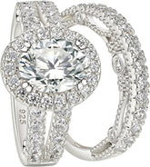 2 PC Oval Cut CVD Diamond 18K Gold Bridal Wedding & Engagement Ring Set for Wome
