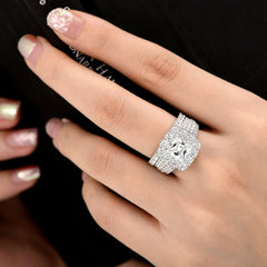 2 PC Vintage Princess Moissanite Wedding Rings Set for Women Sterling Silver Engagement Rings Set