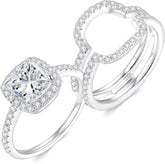 2 PC Cushion Cut Moissanite Sterling Silver Bridal Wedding & Engagement Ring Set for Women