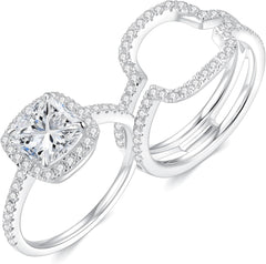 2 PC Cushion Cut CVD Diamond 14K Gold Bridal Wedding & Engagement Ring Set for W