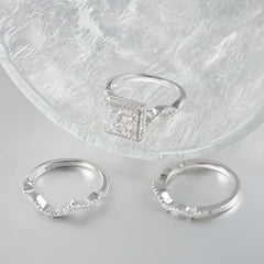 Princess Cut Moissanite 3-Piece Sterling Silver Bridal Wedding & Engagement Ring Set for Women