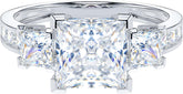 Princess Cut CVD Diamond Sterling Silver Engagement Ring for Women