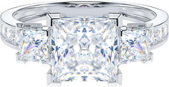 Princess Cut Moissanite Sterling Silver Engagement Ring for Women