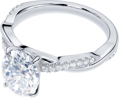 Oval Cut Genuine Moissanite 4-Prong Petite Twisted Vine Sterling Silver Engagement & Promise Ring