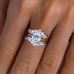 Cushion Cut Moissanite 925 Sterling Silver 3-in-1 Bridal Engagement & Wedding Ring Set for Women