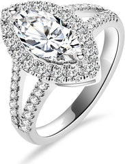 Platinum Engagement Ring for Women - Marquise Cut 1 Carat Diamond