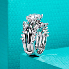 Cushion Cut Moissanite 925 Sterling Silver 3-in-1 Bridal Engagement & Wedding Ring Set for Women