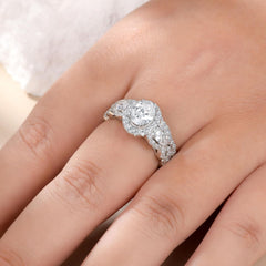 Oval Brilliant Cut White Moissanite Sterling Silver Bridal Engagement & Wedding Ring Set for Women