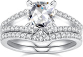 2 PC Pear Cut Moissanite Sterling Silver Bridal Wedding & Engagement Ring Set for Women