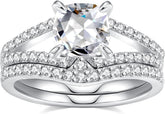 2 PC Pear Cut CVD Diamond Sterling Silver Bridal Wedding & Engagement Ring Set for Women