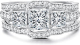 3PCS Princess Cut Wedding Ring Set for Women Moissanite Bridal Ring Set