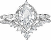 2 PC Pear Teardrop CVD Diamond Sterling Silver Wedding & Engagement Ring Set for Women