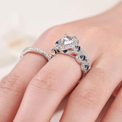 3pcs Pear Shape Moissanite Sterling Silver Bridal Wedding & Engagement Ring Set for Women