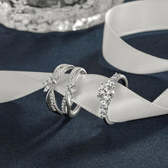 2 PC Twist Infinity Sterling Silver Bridal Wedding & Engagement Ring Set for Women