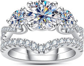 2 PC Round Brilliant Cut CVD Diamond 10K Gold Bridal Wedding Engagement Ring Set for Women