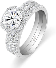 3 PC Round Cut Moissanite Sterling Silver Butterfly Bridal Ring Set Engagement, Wedding, Promise & Anniversary Ring for Women