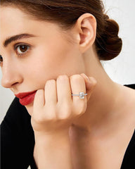 Radiant Cut Moissanite Sterling Silver Bridal Wedding & Engagement Ring Set for Women