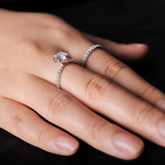 2 PC Round Cut CVD Diamond 10K Gold Infinity Eternity Solitaire Engagement & Wedding Ring Set for Women