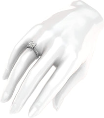 Princess Cut Moissanite Sterling Silver Solitaire Engagement Ring with Side Stones for Women