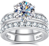 2 PC Round Cut CVD Diamond 18K Gold Bridal Wedding & Engagement Ring Set