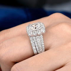 2 PC Vintage Princess Moissanite Wedding Rings Set for Women Sterling Silver Engagement Rings Set