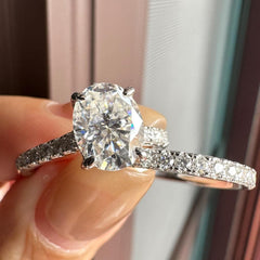 2 PC Oval Cut CVD Diamond 18K Gold Bridal Wedding Ring Set – Engagement, Promise