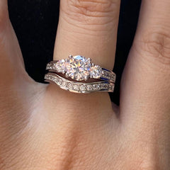 Vintage Three-Stone Moissanite Bridal Ring Set Engagement & Wedding Bands for Women