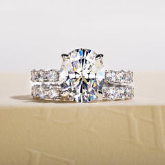 2 PC Oval Cut Moissanite Sterling Silver Bridal Sets