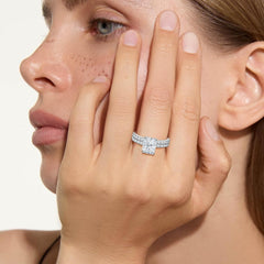 2 PC Radiant Cut Moissanite Bridal Wedding & Engagement Ring Set Promise & Anniversary Rings for Women