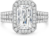 Radiant Cut Moissanite 925 Sterling Silver Halo Engagement, Wedding & Promise Ring for Women