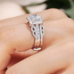 2 PC Princess Cut CVD Diamond 14K Gold Bridal Wedding & Engagement Ring Enhancer