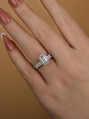 2 PC Emerald Cut CVD Diamond 14K Gold Bridal Wedding & Engagement Ring Set for W