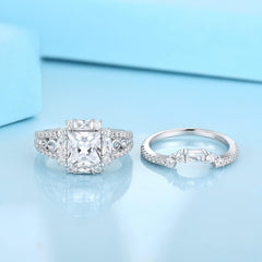 2 PC Princess Cut Moissanite Sterling Silver Infinity Couple Wedding & Engagement Ring Set for Women