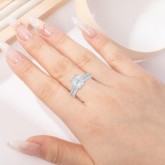 2 PC Radiant Cut CVD Diamond 18K Gold Bridal Wedding & Engagement Ring Set Promise & Anni