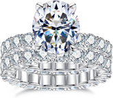 2PC Oval Cut Moissanite 925 Sterling Silver Bridal Engagement & Wedding Ring Set for Women