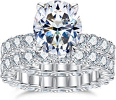 2PC Oval Cut CVD Diamond 18K Gold Bridal Engagement & Wedding Ring Set for W