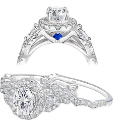 Oval Brilliant Cut CVD Diamond 10K Gold Bridal Engagement & Wedding Ring Set for Women