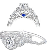 Oval Brilliant Cut CVD Diamond 14K Gold Bridal Engagement & Wedding Ring Set for