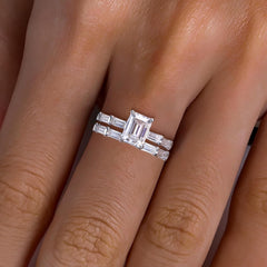 Emerald Cut Moissanite Wedding Rings Set Bridal Sets Sterling Silver Engagement Promise Rings for Women Couples