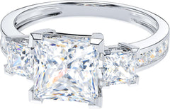 Princess Cut Moissanite Sterling Silver Engagement Ring for Women