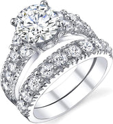 2 PC Round Cut CVD Diamond Halo Infinity Twisting Pave Bridal Wedding Engagement Ring Set for Women