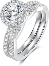 Round Cut Moissanite Engagement Ring Set For Women 925 Sterling Silver Wedding Ring