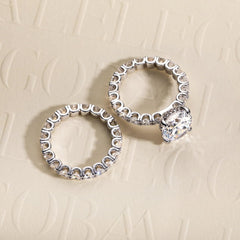 2 PC Oval Cut Moissanite Sterling Silver Bridal Sets