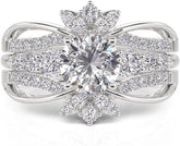 2 PC Twist Infinity Sterling Silver Bridal Wedding & Engagement Ring Set for Women