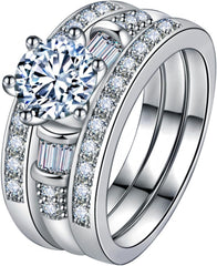 3 PC Princess Cut CVD Diamond 10K Gold Bridal Wedding & Engagement Ring Set for Women